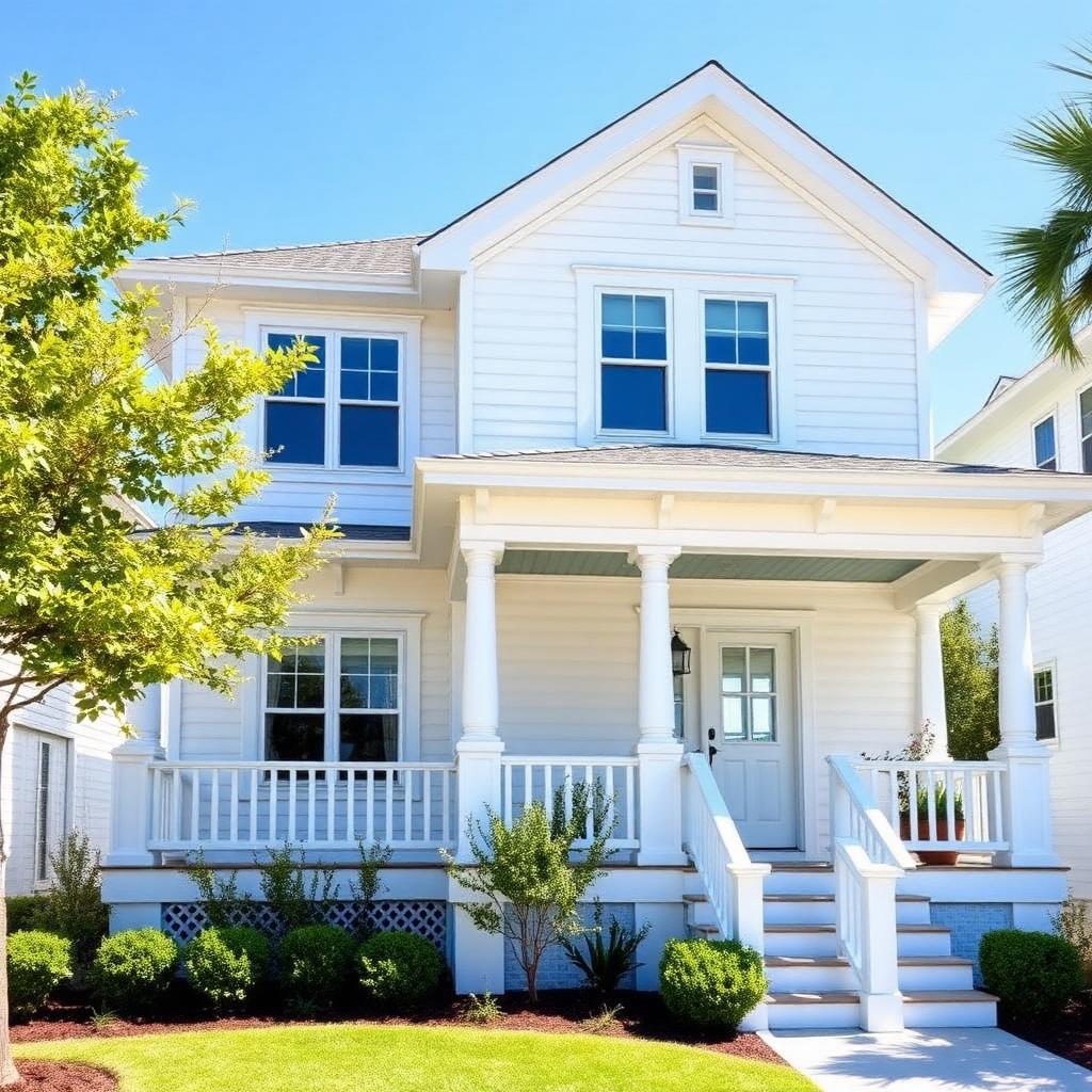 Freshly painted two-story coastal home